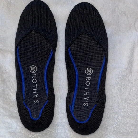 Rothy's Elegant Black Flats with Blue Trim - Picture 5 of 10